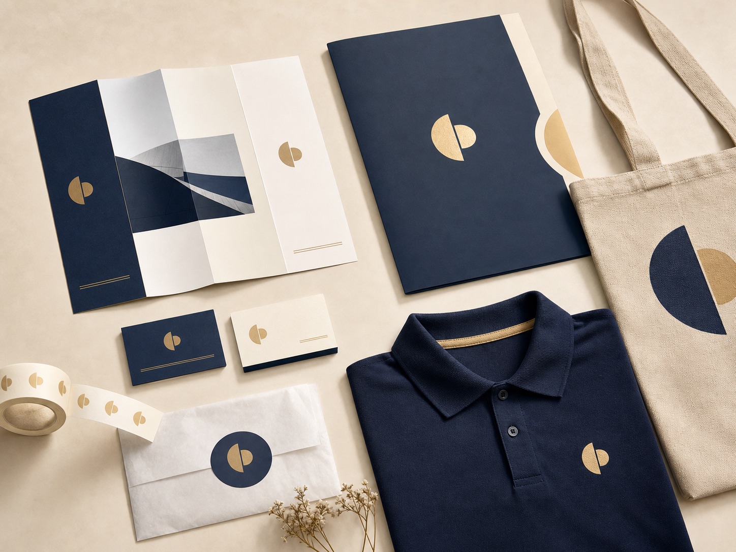 Coordinated business stationery, apparel and printed brand materials